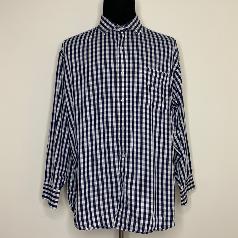 TOMMY HILFIGER Blue Plaid Button Down Shirt 2XL
